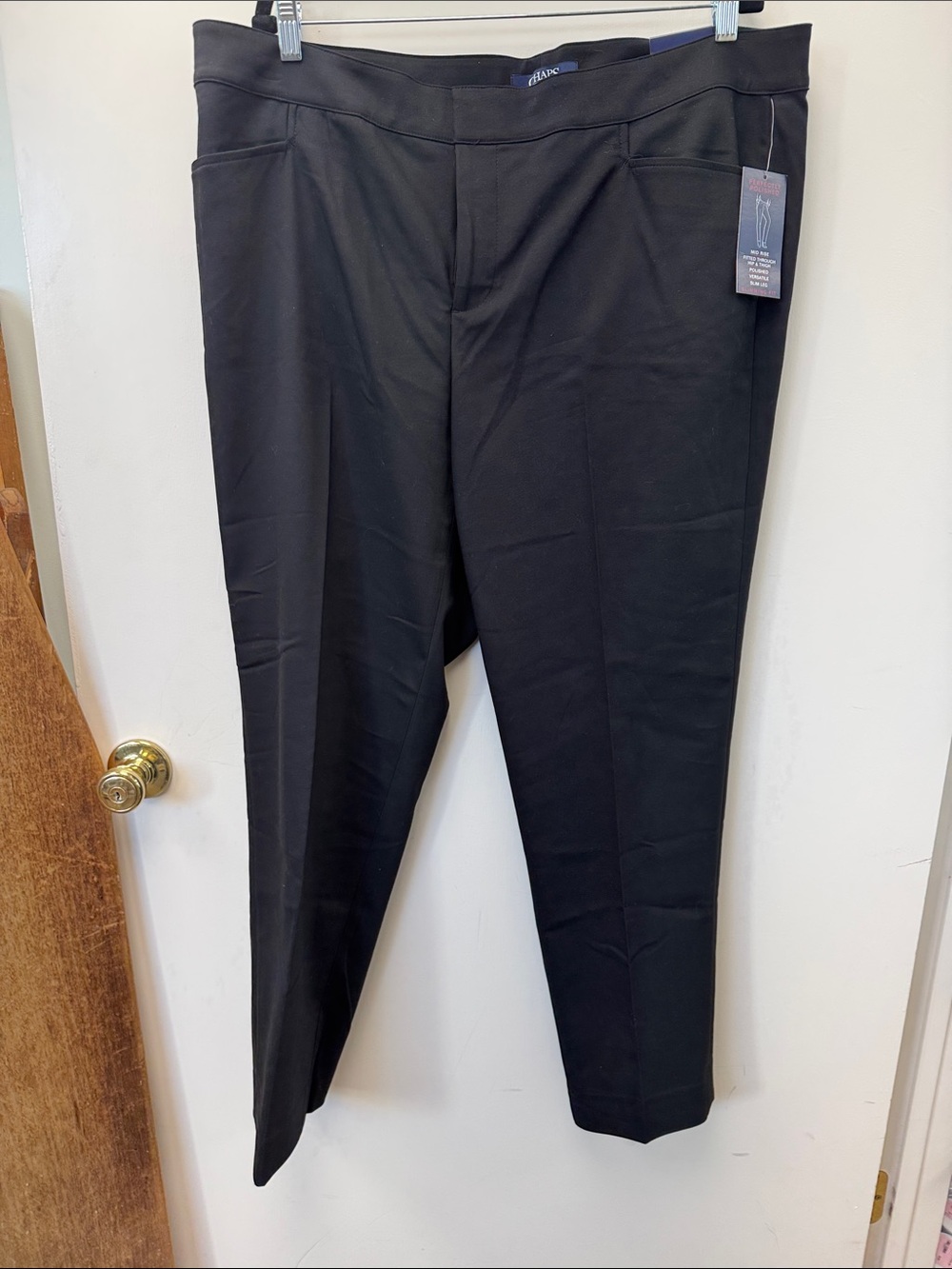 Chaps Black Ponte Slim Trousers - Stretch Workwear